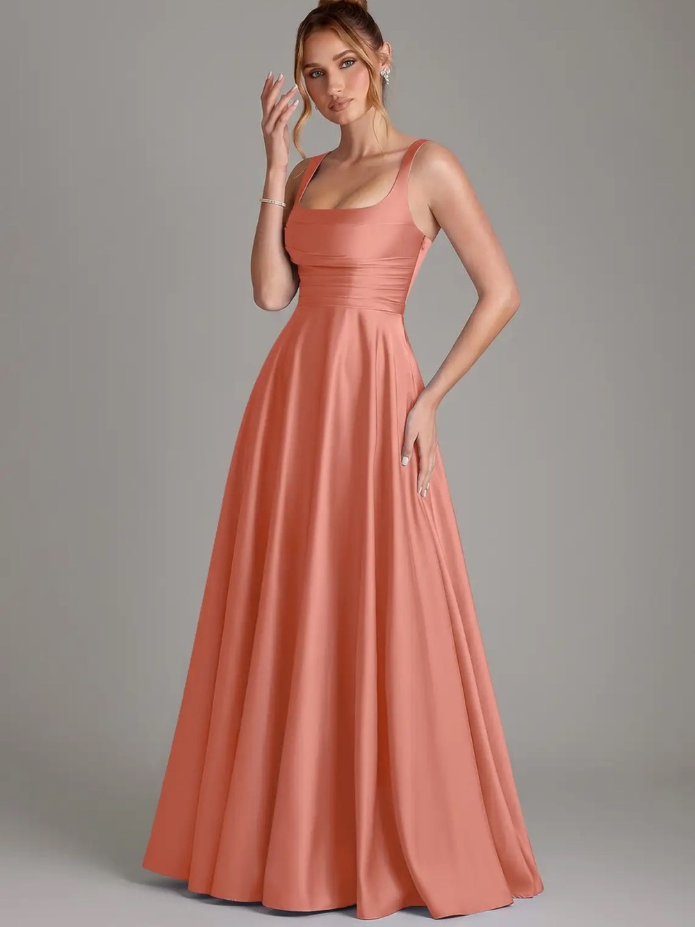 A-Line Corset Stretch Satin Dress